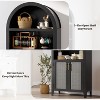 Arched Bookcase with Doors - 5 Tier Open Display Shelf with Rattan Decor, Modern Bookshelf Storage Cabinet for Home Office Living Room Library - 4 of 4