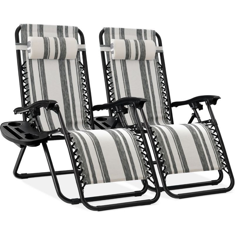 Best Choice Products Set of 2 Zero Gravity Lounge Chair Recliners for Patio, Pool w/ Cup Holder Tray, 1 of 12