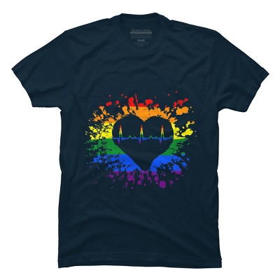 Adult Design By Humans Pride Heartbeat EKG Splatter By LegatoTendo T-Shirt