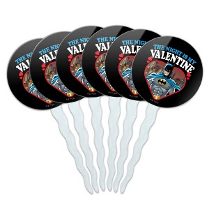 Batman The Night is my Valentine Cupcake Picks Toppers Decoration Set of 6 - 1 of 4
