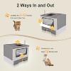 LunaLulinlk grey Large litter box with lid, includes litter scoop, tray, and self-grooming side panels. - 4 of 4