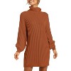 Womens Dress Sweater Knit High Neck Lantern Sleeve Midi Knit Dress Brick Red L - 2 of 2