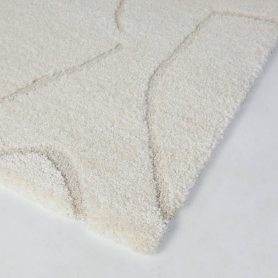 Cream Abstract Rectangular Synthetic Kids Area Rug 7'10" x 10'