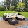 GDFStudio Avianna Outdoor Wicker 3 Seater Sofa Chat Set with Storage Coffee Table, Multibrown/Beige - 2 of 4