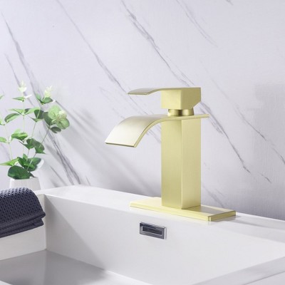 Single Handle Waterfall Spout Bathroom Vanity Sink Faucet