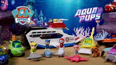 PAW Patrol Aqua Pups Whale Patroller Team Vehicle with Chase Figure and  Vehicle Launcher