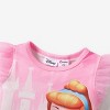 Disney Princess Ariel Cinderella Toddler Girl  Character Print with Ruffled Sleeve Top T-shirts Tee - 2 of 4