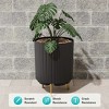 Naysaye Planters Round Outdoor Planter Pot with Stand Modern Indoor Plant or Flower Pot for Home Garden Office Balcony, Black, 16"*14.8"*20.3" - 4 of 4