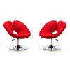 Set of 2 Perch Wool Blend Adjustable Chairs Red - Manhattan Comfort: Ergonomic Swivel, Unique Design - 2 of 4