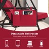 Tangkula 3-Seat Patio Swing w/ Canopy & Removable Cushions & Side Pockets Stand - 3 of 4