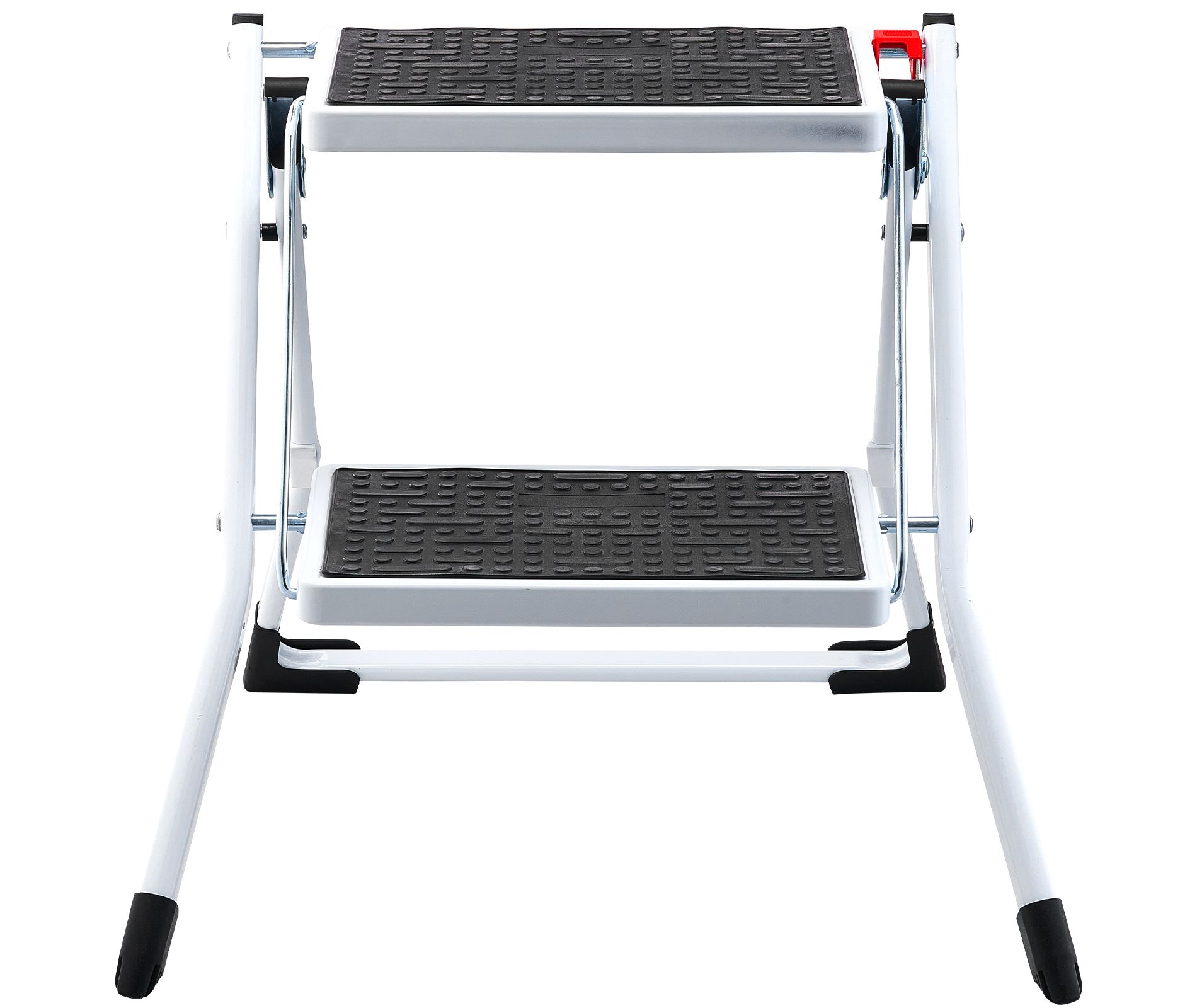 VEVOR Step Ladder 2-Step 330lbs Capacity, Ergonomic Folding Steel Step Stool with Wide Anti-Slip Pedal, Step Stool for Adults Toddlers,White+Black