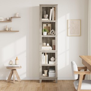 Garvee 5-Tier Narrow Bookcase, 71.3'' Tall Wooden Bookshelves for Home Office, Living Room, Bedroom(Grey) - 1 of 4