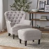 Light Gray Modern Fabric Club Fashion Upholstered Armchair and Matching Ottoman Set - 2 of 4