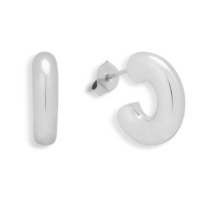 EVRY JEWELS WATERPROOF Gold or Silver Plated Stainless Steel Chunky Curved Hoop Earrings