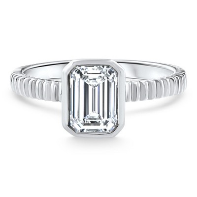 Pompeii3 1.52 Ct Emerald Cut Solitaire Diamond Engagement Ring 14k White Gold Lab Created - Size 7