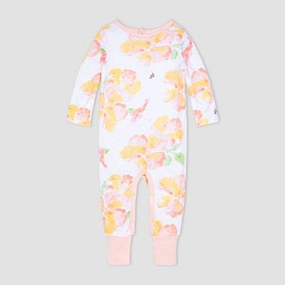 Image of Burt's Bees Baby® Baby Girls' Sunburst Floral Jumpsuit - Pink 3M
