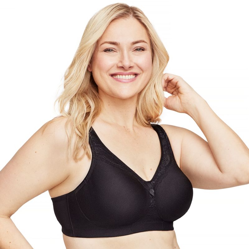Glamorise Womens MagicLift Seamless Firm Support Wirefree Bra 1007 Black, 3 of 5