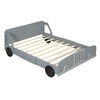 CAVINAS Twin/Full Size Car-Shaped Platform Bed with Wheels,Plywood Bed Frame for Kids Room,Bedroom - 4 of 4