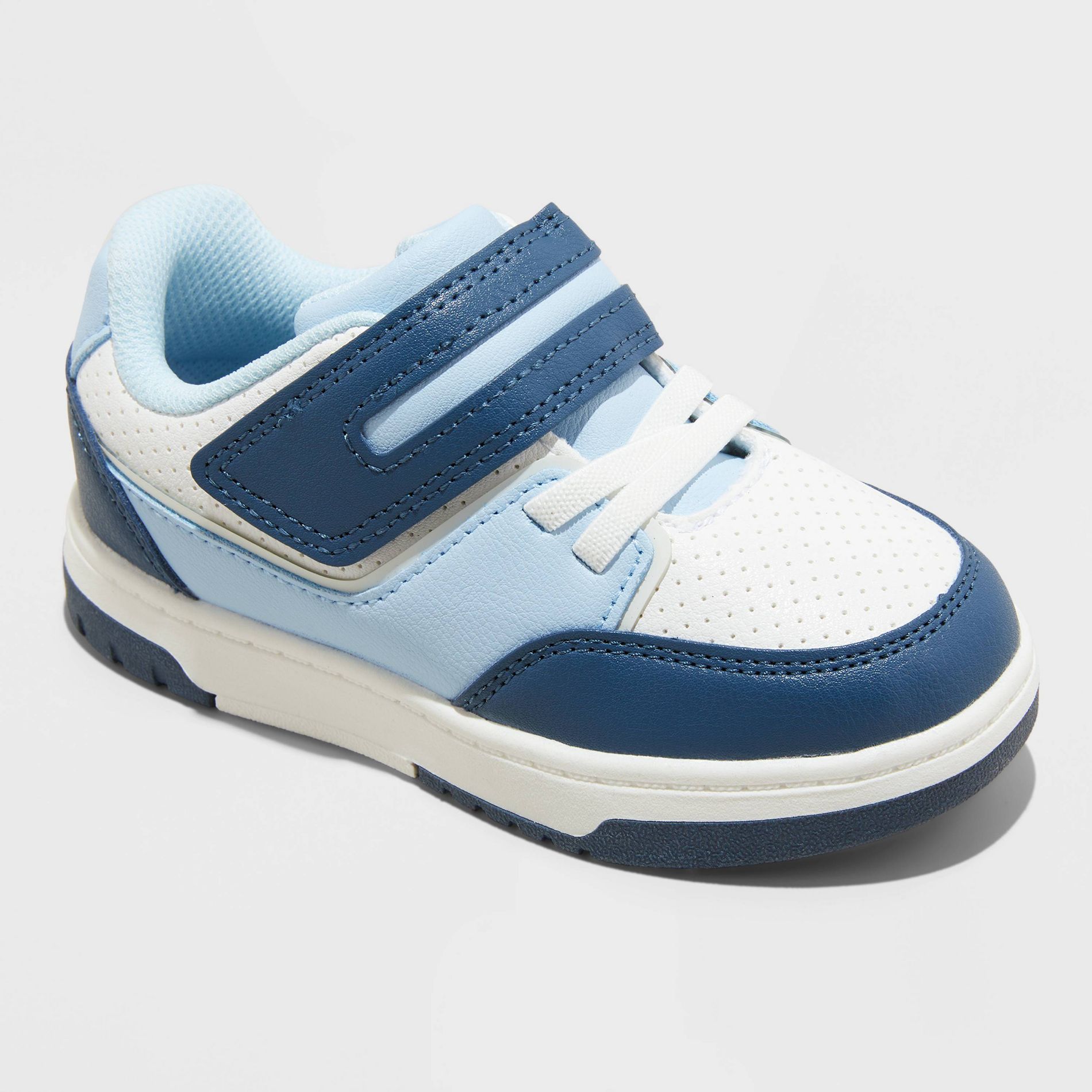 Toddler Hudson Skate Sneakers - Cat & Jack™ Blue 12T: Faux Leather, Hook and Loop Closure, Non Marking Sole