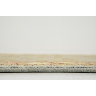Light Blue and Cream Synthetic 9' x 12' Traditional Area Rug