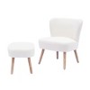 WestinTrends 25.5" Wide Upholstered Boucle Accent Chair with Ottoman Foot Stool Set - 3 of 4