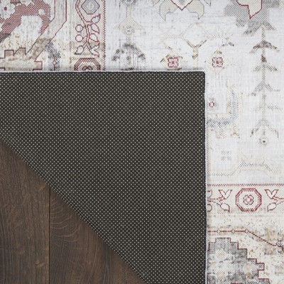 Ivory and Gray Synthetic Flat Woven Rectangular Rug 4' x 6'