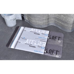 Evideco French Home Goods Bathroom Rug Memory Foam Mat Atelier Loft Print Grey 30"L x 18"W - 1 of 4