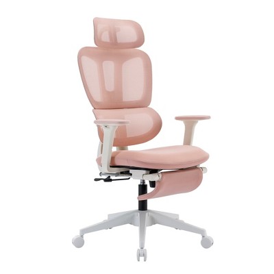 Dsvimoy Task and Office Chair Ergonomic Mesh Chair with Adjustable Armrest and Footrest for Office, Pink, 24.41"*13.78"*22.83"