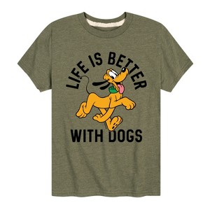 Boys' - Disney - Pluto Life Is Better With Dogs Short Sleeve Graphic T-Shirt - 1 of 4
