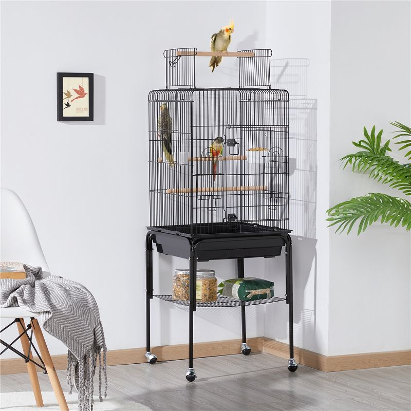 Yaheetech 47-inch Rolling Bird Cage for Small Birds Parakeet Lovebirds Cockatiel Canary, 2 of 10