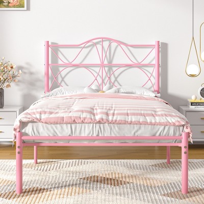 VECELO Heavy Duty Metal Bed Frame Queen/Full/Twin Bed, Platform Bed with Headboard & Footboard Black/White/Gold