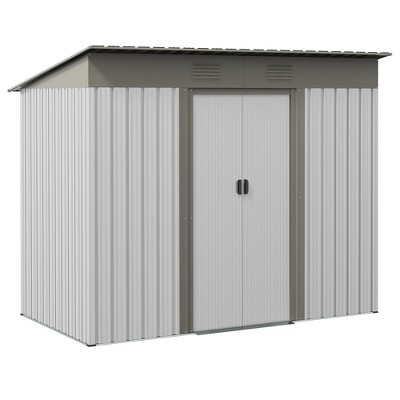 Outsunny Metal Garden Shed, Backyard Tool Storage Shed with Dual Locking Doors, 2 Air Vents and Steel Frame