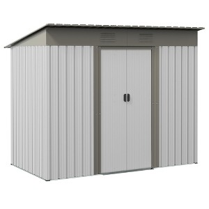Outsunny Metal Garden Shed, Backyard Tool Storage Shed with Dual Locking Doors, 2 Air Vents and Steel Frame - 1 of 4