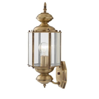 Antique Brass Elegance Outdoor Wall Lantern with Clear Beveled Glass