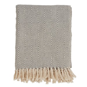 50"x60" Soft Cotton Diamond Weave Throw Blanket - Saro Lifestyle - 1 of 4