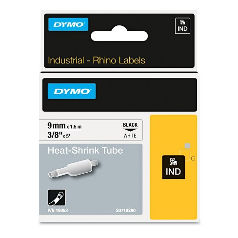 Dymo 10PK 1805444 Heat Shrink Tube Label for DYMO Rhino Black on Yellow 24mmx1.5m 