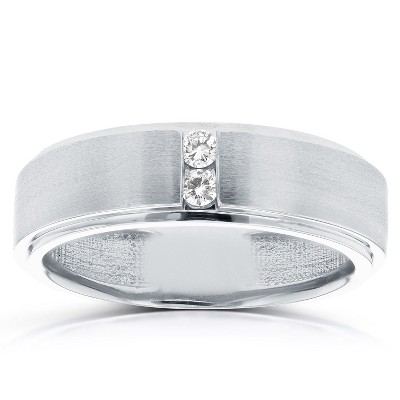Pompeii3 1 ct Mens Diamond 5-Stone Wedding Ring Channel Set Classic Ring 10K White Gold - Size 8.5