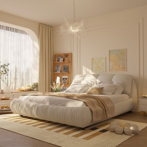 Sapphtopaz Bed Frame Luxury Upholstered Platform Bed with Oversized Padded Backrest and Solid Wood Frame, Solid Wood Slats, No Box Spring Needed - 1 of 4