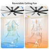 Gulches Modern 52-Inch Smart Ceiling Fan With Light 6 Wind Speed With 8 Black ABS Blades Voice Remote Fan For Bedroom etc - 3 of 4