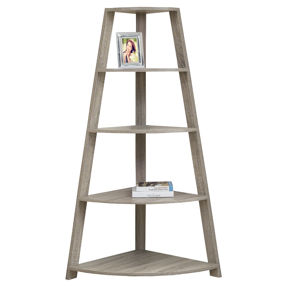 Photos - Wall Shelf Monarch 60" Bookcase with Corner Accent Etagere Dark Taupe - EveryRoom 