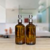 Cornucopia Brands 16oz Amber Glass Bottles w/Stainless Steel Pumps 2pk; Lotion & Soap Dispenser Brown Boston Round Bottles - 2 of 4