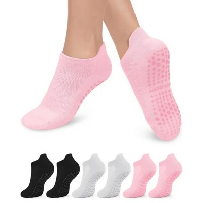 SEVOBAL 6 Pairs Pilates Stockings Toes Home Pilates Socks for Women Non Slip Grippers Yoga Crew Socks Barre, Multicolored, 7.41"*0.39"*0.39"