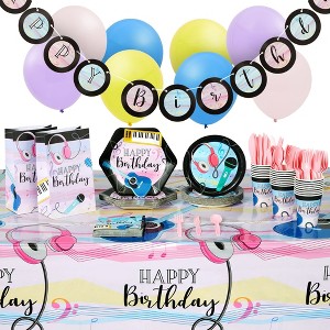 Sparkle and Bash 207 Pieces Music Birthday Party Decorations, Dinnerware Set with Tablecloth, Favor Bags, Banner, and Balloons (Serves 24) - 1 of 4