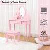 Kids Vanity Set, Adjustable Angle Mirror, Wooden Makeup Table, Pretend Play Girls Vanity Table and Chair Set, for Bedroom, Playroom - 3 of 4