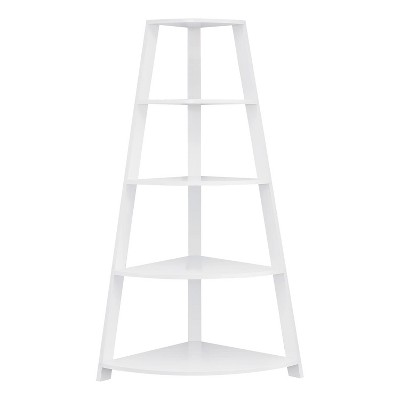 Monarch Specialties Bookshelf Bookcase Etagere Corner 4 Tier 60InchH Office Bedroom Laminate White Contemporary Modern