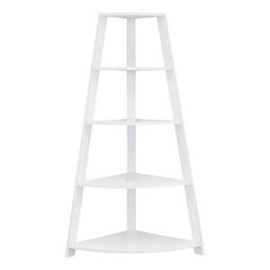 Monarch Specialties Bookshelf Bookcase Etagere Corner 4 Tier 60InchH Office Bedroom Laminate White Contemporary Modern - 1 of 4