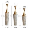 FURNIinspire Decorative Vases Living Room Modern Metal Floor Vase 3 Piece Woven Pattern Flower Vase Entryway Home Decor, Gold, 4.92"*4.92"*35.43" - 3 of 4