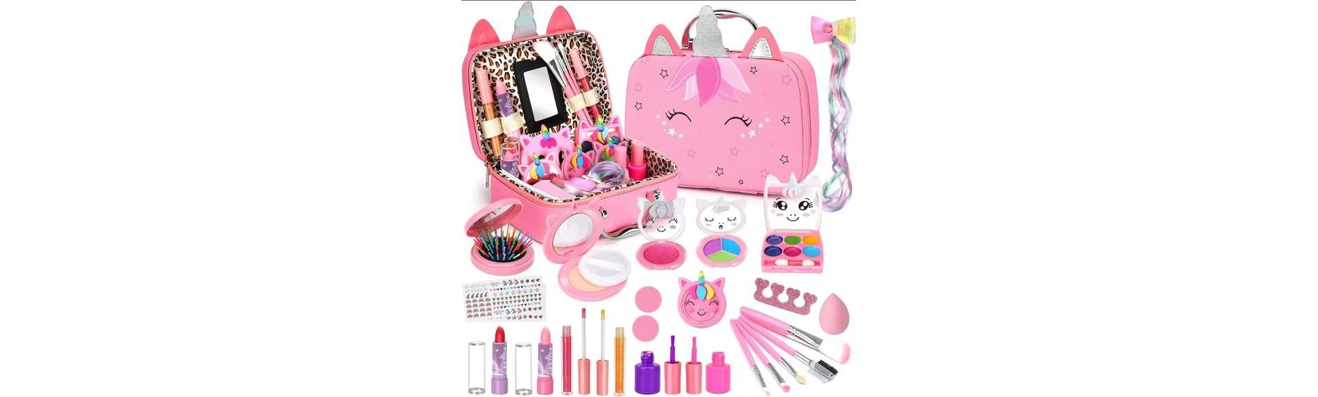 MOVSSOU 26 Pieces Washable Makeup Girls Toys Make Up Set for Children Princess Dress Up Christmas Birthday Gifts Toys for 3-12  Year Old Girls