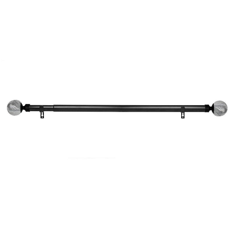 Linen Avenue Grey Marble Single and Double Window Curtain Rod Set, 4 of 8