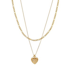 Anna-Kaci Women Gold Crystal rhinestone Heart Necklace Stainless Steel Statement Pendant Necklace - 1 of 4